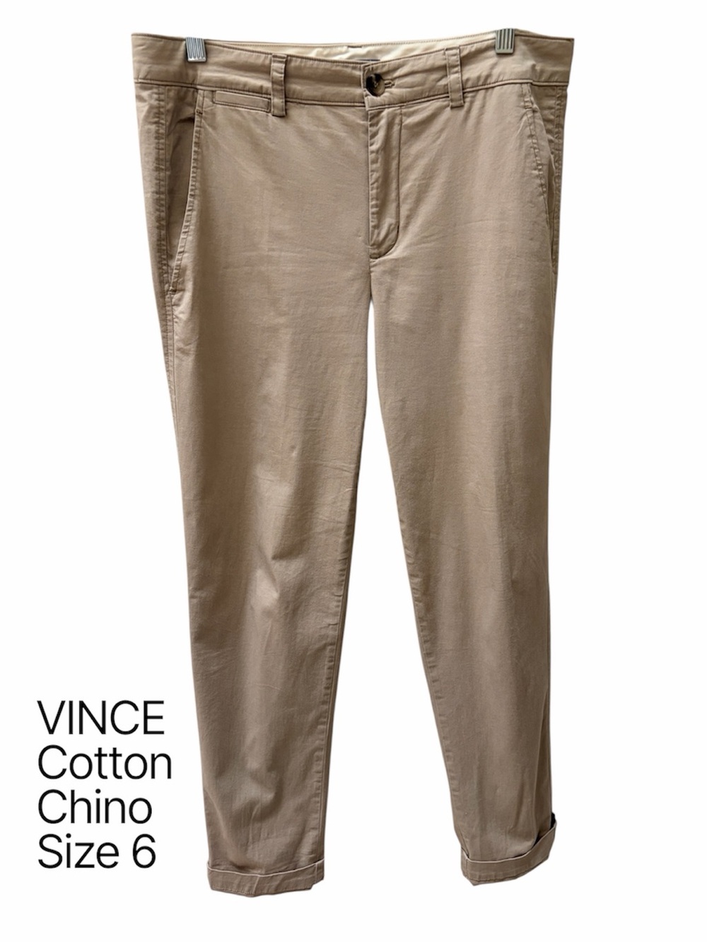 VINCE Mid-Rise Cotton Chino Straight Leg Pant Beige Size 6